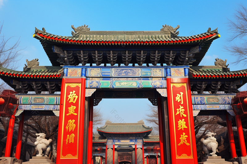 西安永兴坊的彩绘牌坊门口,高清,摄影图,摄影图片,图片大全,摄影图免费下载